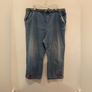 Vintage Women’s Plus Size Jeans w/ Floral Embroidery by Erika Woman • Sz 2X